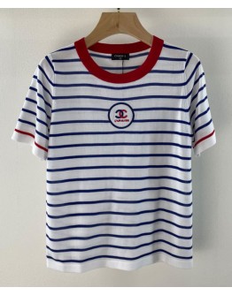 C-C Women's Striped Knitted T-shirt
