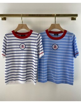 C-C Women's Striped Knitted T-shirt