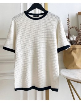 C-C Women's Contrast Knit T-shirt