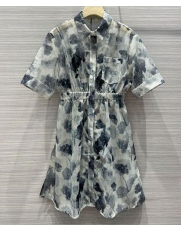 Fendi Women's Ink Print Dress Gray