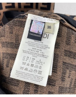 Fendi Women's Logo Embroidered Dress Dark Coffee