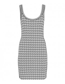 Fendi Women's Logo Jacquard Dress Black