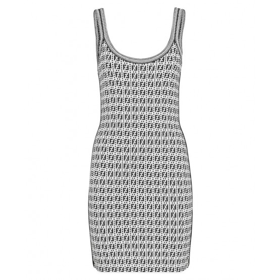 Fendi Women's Logo Jacquard Dress Black