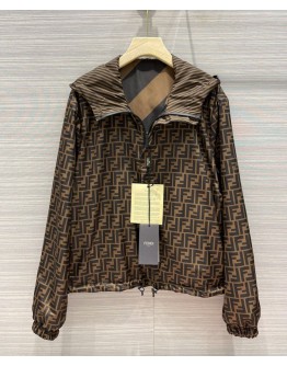 Fendi Men's Reversible Printed Jacket Coffee