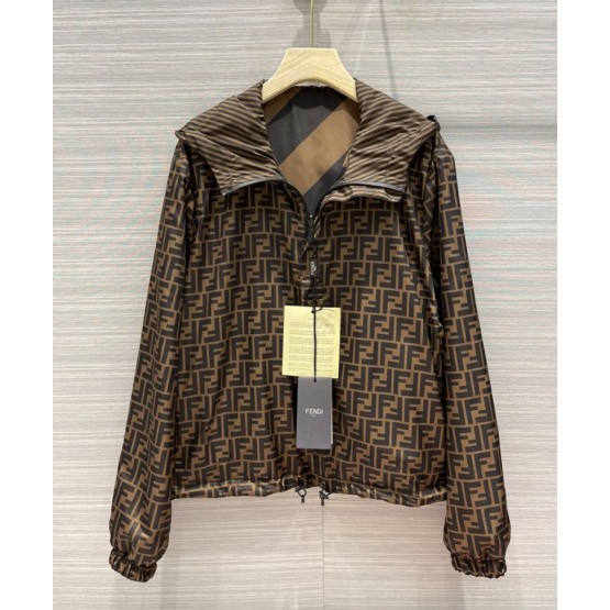 Fendi Men's Reversible Printed Jacket Coffee