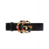 Gucci Leather belt with crystal Double G buckle 513183 Black