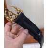 Gucci Leather belt with crystal Double G buckle 513183 Black