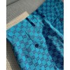 Gucci Women's Multicolor Logo Print Trousers Light Blue