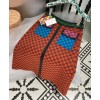 Gucci Women's Multicolor Logo Print Skirt Orange