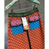 Gucci Women's Multicolor Logo Print Skirt Orange
