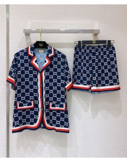 Gucci Women's Silk Pajamas Set Blue