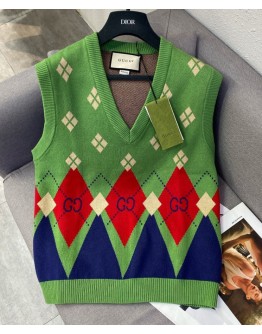 Gucci Women's Colorblock Knitted Vest Green
