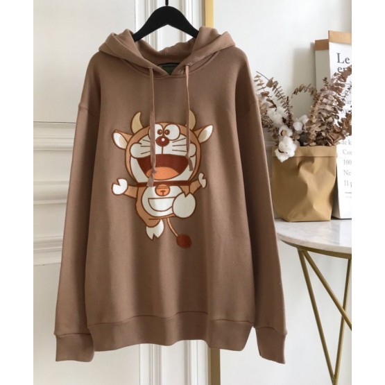 Gucci Women's Doraemon Embroidered Sweatshirt Coffee