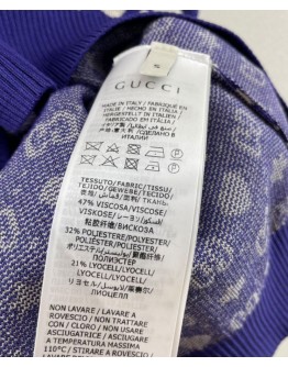 Gucci Women's Logo Jacquard Knitted T-shirt Dark Blue