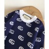 Gucci Women's Logo Jacquard Knitted T-shirt Dark Blue