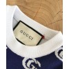 Gucci Women's Logo Jacquard Knitted T-shirt Dark Blue