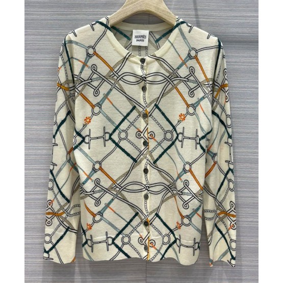 Hermes Women's Wool Cardigan Cream