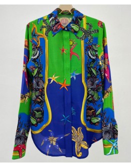 Versace Women's Print Shirt Green