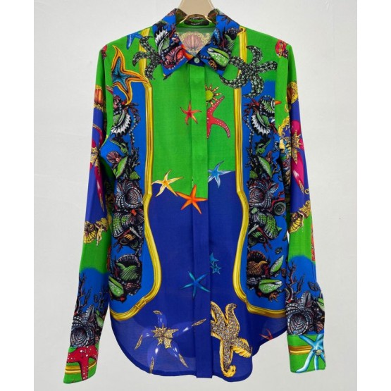 Versace Women's Print Shirt Green
