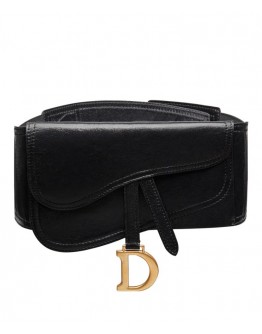 Dior Saddle Belt In Black Lambskin Black