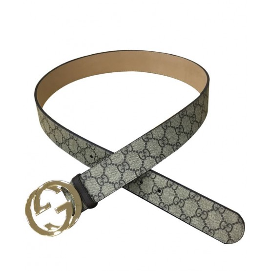Gucci GG Supreme belt with G buckle 370543 Coffee