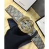Gucci GG Supreme belt with G buckle 370543 Coffee