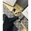 Gucci GG Supreme belt with G buckle 370543 Coffee