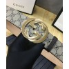 Gucci GG Supreme belt with G buckle 370543 Coffee