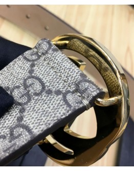 Gucci GG Supreme belt with G buckle 370543 Coffee