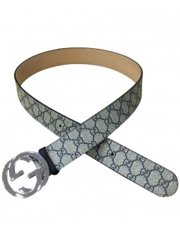 Gucci GG Supreme belt with G buckle 370543 Green