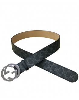 Gucci GG Supreme belt with G buckle 370543 Black