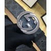 Gucci GG Supreme belt with G buckle 370543 Black