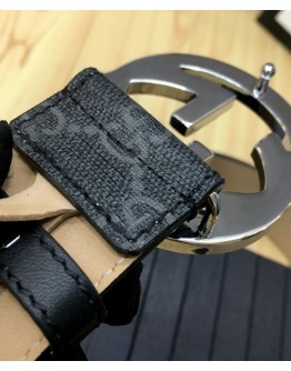 Gucci GG Supreme belt with G buckle 370543 Black