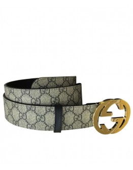 Gucci GG Supreme belt with G buckle 370543 Coffee