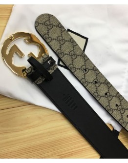 Gucci GG Supreme belt with G buckle 370543 Coffee