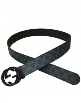 Gucci GG Supreme belt with G buckle 370543 Black