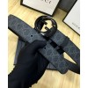 Gucci GG Supreme belt with G buckle 370543 Black