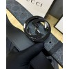 Gucci GG Supreme belt with G buckle 370543 Black