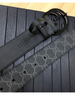 Gucci GG Supreme belt with G buckle 370543 Black