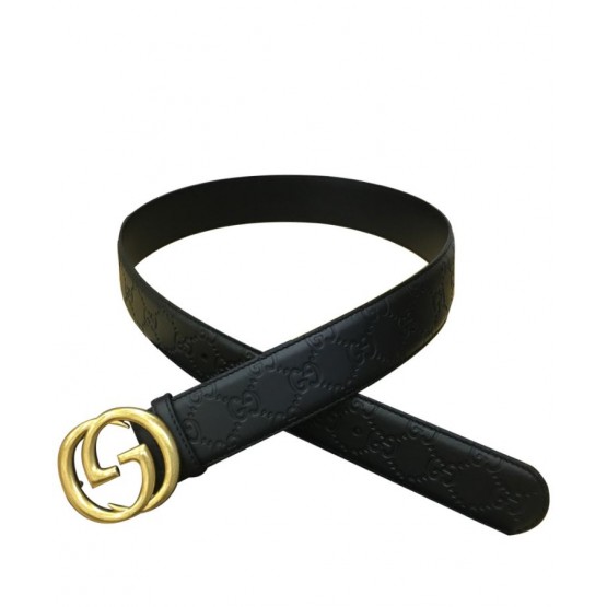 Gucci Leather belt with Double G buckle Black