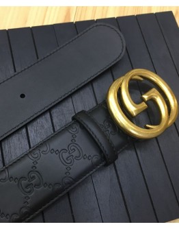 Gucci Leather belt with Double G buckle Black