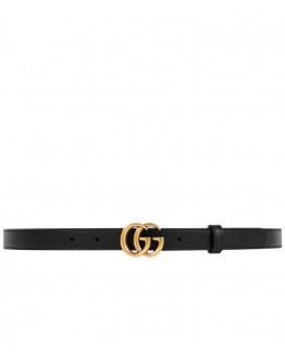Gucci Leather belt with double G buckle Black