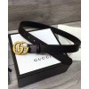 Gucci Leather belt with double G buckle Black