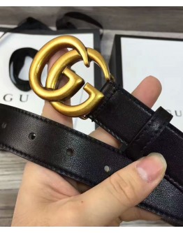 Gucci Leather belt with double G buckle Black