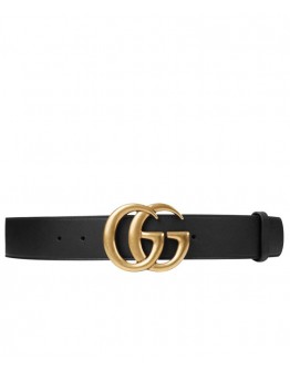 Gucci Leather belt with double G buckle Black