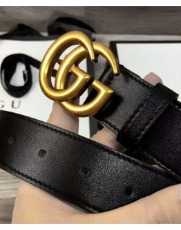 Gucci Leather belt with double G buckle Black