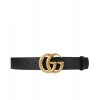 Gucci Leather belt with double G buckle for man Black