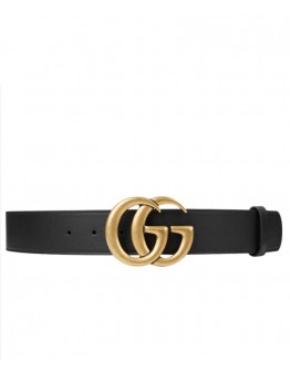 Gucci Leather belt with double G buckle for man Black