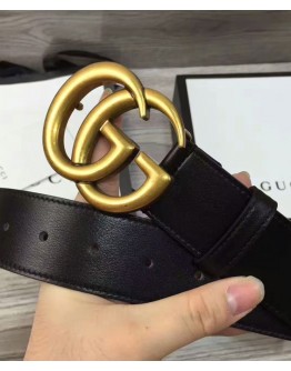 Gucci Leather belt with double G buckle for man Black