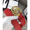 Gucci Leather belt with double G buckle Red
